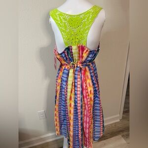 Bloome Multicolor Dress with Back Lace Detail NWT